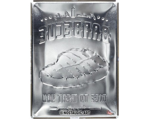 Metallschild mit Grillmotiv