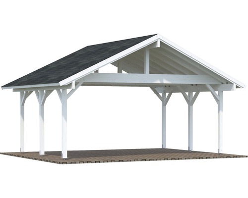 Doppelcarport Palmako Robert 20,6 m² 635 x 510 cm weiß grundiert Weißer Carport mit Dach