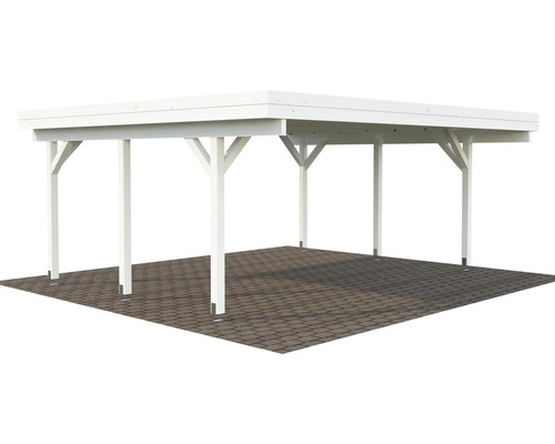 Doppelcarport Palmako Karl 20,6 m² 600 x 512 cm tauchgrundiert weiß Freistehender Carport aus Holz