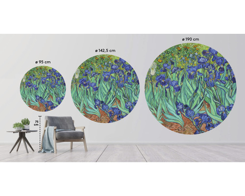 "Dekoratives Wandbild mit dem Gemälde ""Schwertlilien"" von Vincent van Gogh in drei Größen"