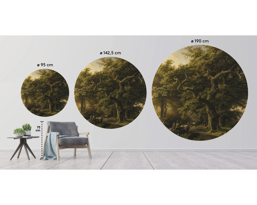 Illustration von Wandbildern in drei Größen mit Waldmotiv