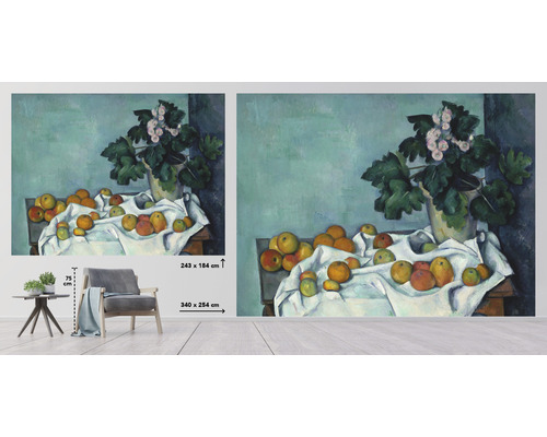 Wandbild Stillleben mit Äpfeln und Topfpflanze, Malerei