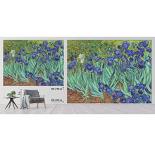 Fototapete mit blauem Irisblumenmuster im Stil von Van Gogh