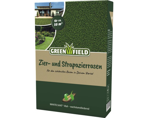 Rasensamen Greenfield Zier- & Strapazierrasen 1 kg 50 m² Greenfield Zier- und Strapazierrasen Saatgutpackung für etwa 50 Quadratmeter