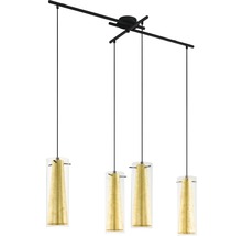 Pendelleuchte mit vier Lampen und zylindrischen Glasschirmen