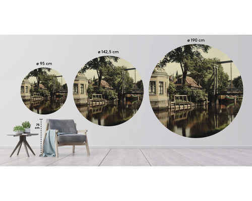 Fototapete mit dem Motiv einer Gracht mit Brücke in verschiedenen Größen