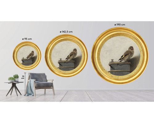 Dekorative Wandbilder mit Vogelmotiven und goldenen Rahmen in verschiedenen Größen