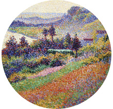 Gemälde einer Landschaft im Stil des Pointillismus