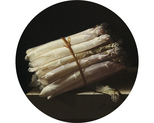 Fototapete Vlies HRBC200040 Adriaen Coorte Stillleben mit Spargelbund Ø 190 cm Bündel weißer Spargel, zusammengebunden mit einer Schnur