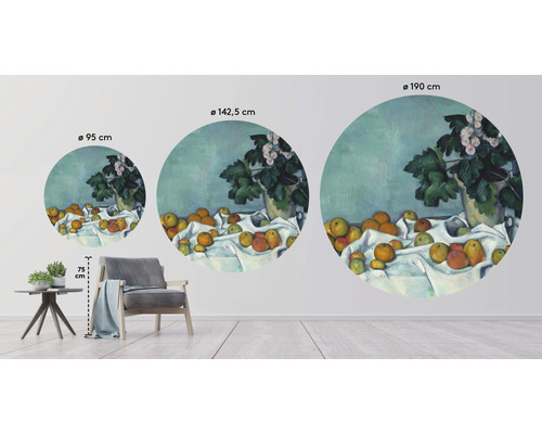 Dekoratives Wandtattoo Stillleben mit Äpfeln und Blumen in drei Größen