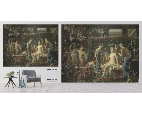 Wandbild mit Darstellung eines historischen Gemäldes mit weiblichen Figuren