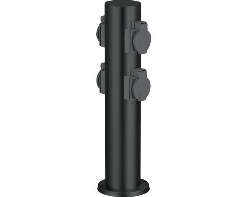 Gartensteckdose 4-fach schwarz HxØ 40x11 cm IP44 Gartensteckdose 4-fach schwarz HxØ 40x11 cm IP44