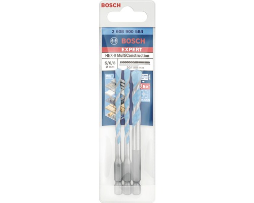Bosch Expert HEX-9 MultiConstruction Bohrer-Set, Größen 5, 6 und 8 Millimeter