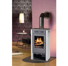 Kaminofen Firefix Magna Stahl grau 7 kW mit Holzfach