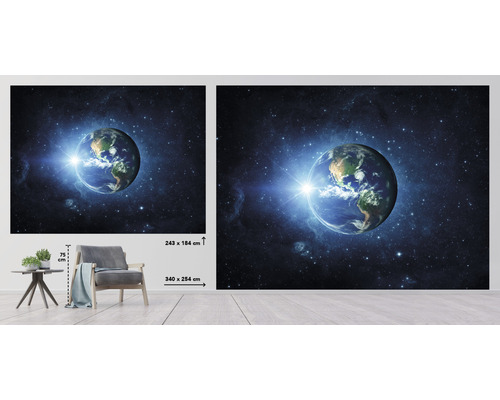 Wandbild mit Erdmotiv im Weltraum, 340 x 254 Zentimeter