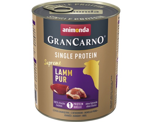 Hundefutter nass animonda Gran Carno Single Protein Lamm Pur 800 g