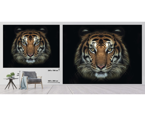 Fototapete mit Tigermotiv in einer Wohnraumszene