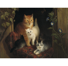 Gemälde einer Katze mit Kätzchen