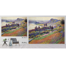 Wandbild mit Landschaftsmotiv im Stil des Pointillismus, Größe 243 x 184 Zentimeter und 340 x 254 Zentimeter