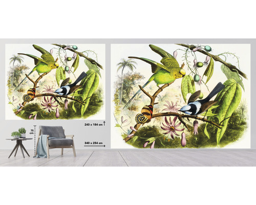 Wandbild mit Vogel- und Pflanzenmotiv, geeignet für die Wandgestaltung
