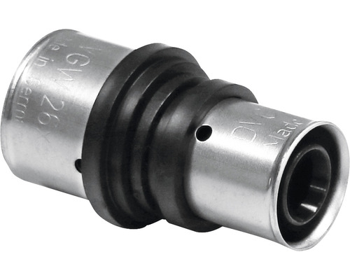 Pressfitting PPSU Kupplung TH und U-Kontur 26 x 3 mm - 20 x 2 mm für Verbundrohr Pressfitting aus Metall für Sanitär und Heizung