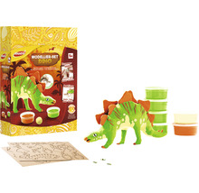Joustra Modellierset Dino mit Stegosaurus Figur, Modellierwerkzeug und Knetdosen