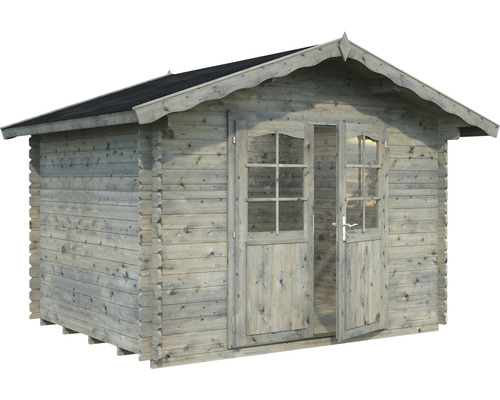 Gartenhaus Palmako Vivian 6,9 m² 363 x 290 cm Tauchgrundiert grau Gartenhaus aus Holz mit Doppeltür und Dach