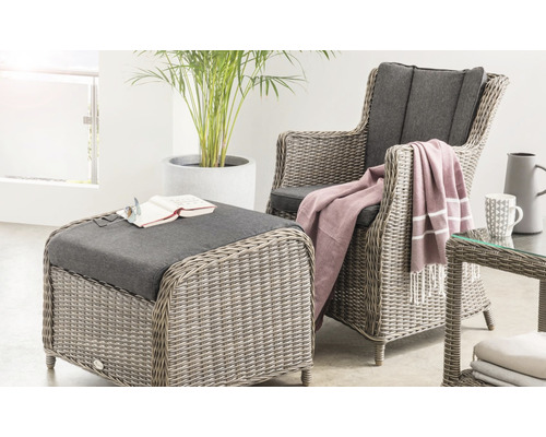 Balkonset Luna Aluminium Polyrattan 1 Sitzer 3 teilig grau