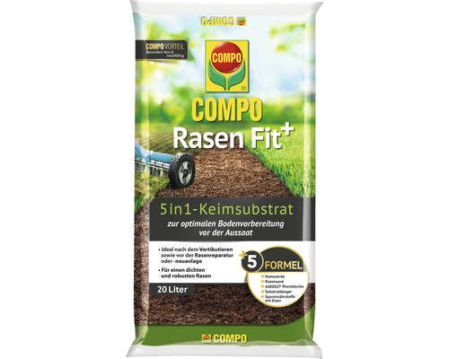 Keimsubstrat COMPO Keimsubstrat Fit+ 5 in 1, 20 L 10 m² Compo Rasen Fit Plus Keimsubstrat 20 Liter Produktverpackung