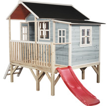 Spielhaus aus Holz mit Rutsche und Leiter