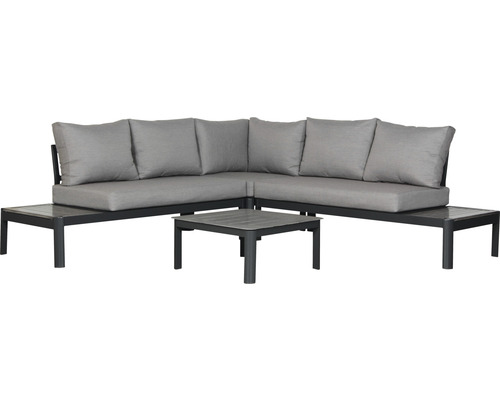 Graue Eckloungegruppe mit Tisch für den Garten