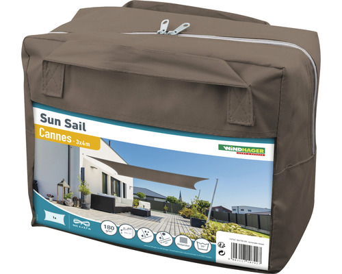 Windhager Sonnensegel Cannes 3 x 4 Meter in Verpackung
