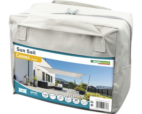 Windhager Sonnensegel Cannes 3x4 Meter in Aufbewahrungstasche