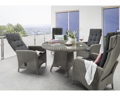 Gartenmöbelset Palma Luna Sitzgruppe vintage Destiny Polyrattan Aluminium 4 Sitzer 5 teilig grau