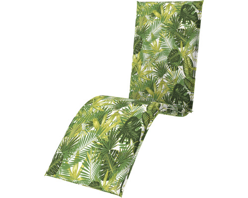 Liegenauflage 170 x 48 x 6 cm 50 % Baumwolle, 50 % Polyester grün Auflage für Gartenliegen mit Blätterdruck
