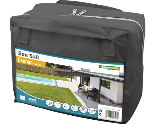 Verpackung des Windhager Sonnensegels Cannes 5x5 Meter