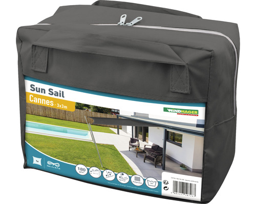 Verpackung des Sonnensegels Cannes 3x3 Meter
