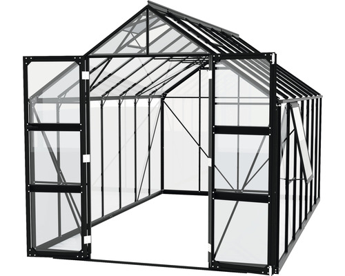 Gewächshaus mit geöffneten Türen