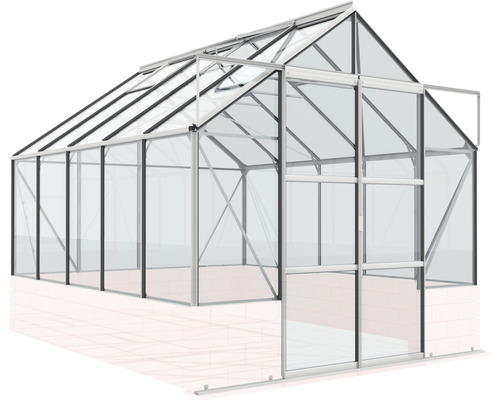 Gewächshaus mit Aluminiumrahmen und Glasplatten