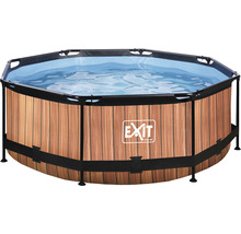 Aufstellpool Framepool-Set EXIT WoodPool rund Ø 244 x 76 cm inkl. Kartuschenfilteranlage Holzoptik