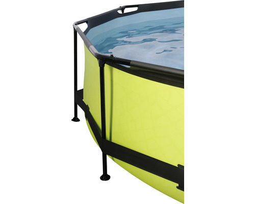 Detailansicht eines Framepools mit Stahlrahmen und Poolfolie