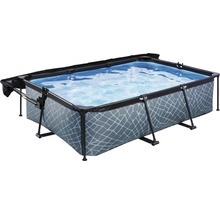Aufstellpool Framepool-Set EXIT StonePool rechteckig 220x150x65 cm inkl. Kartuschenfilteranlage & Sonnendach Steinoptik