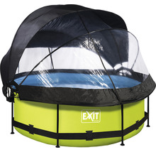 Aufstellpool Framepool-Set EXIT Lime rund Ø 244x76 cm inkl. Kartuschenfilteranlage, Abdeckung & Sonnenschutz grün