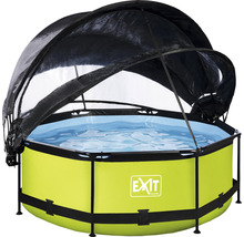 Aufstellpool Framepool-Set EXIT Lime rund Ø 244x76 cm inkl. Kartuschenfilteranlage, Abdeckung & Sonnenschutz grün