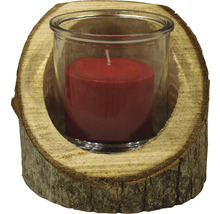 Teelichthalter aus Holz mit Kerze im Glas