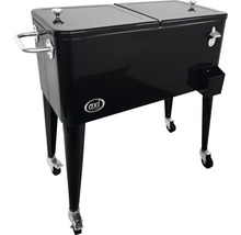 Schwarze Kühlbox mit Flaschenöffner und Rollen