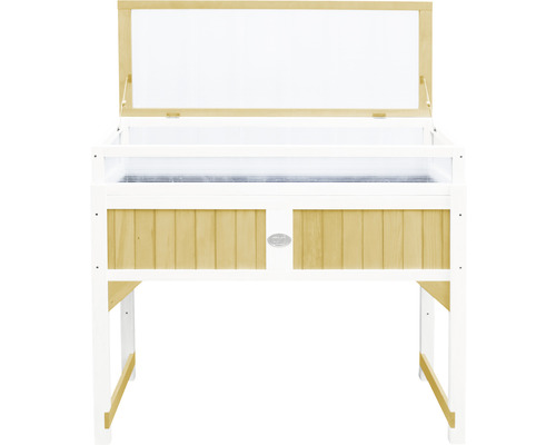 Hochbeet aus Holz mit Frühbeetaufsatz