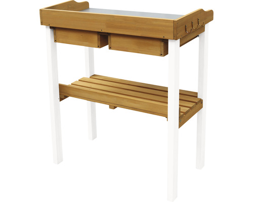 Gartentisch mit zwei Schubladen, Ablage und Haken