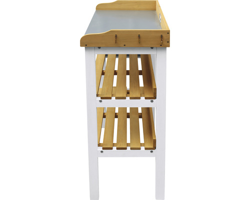 Gartentisch mit zwei Ablageflächen und Hakenleiste