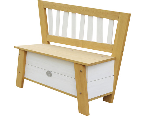 Holzbank mit Stauraum